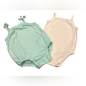 Mint/Green and White Grandmal Bundle of 2 Tank Top Onesies